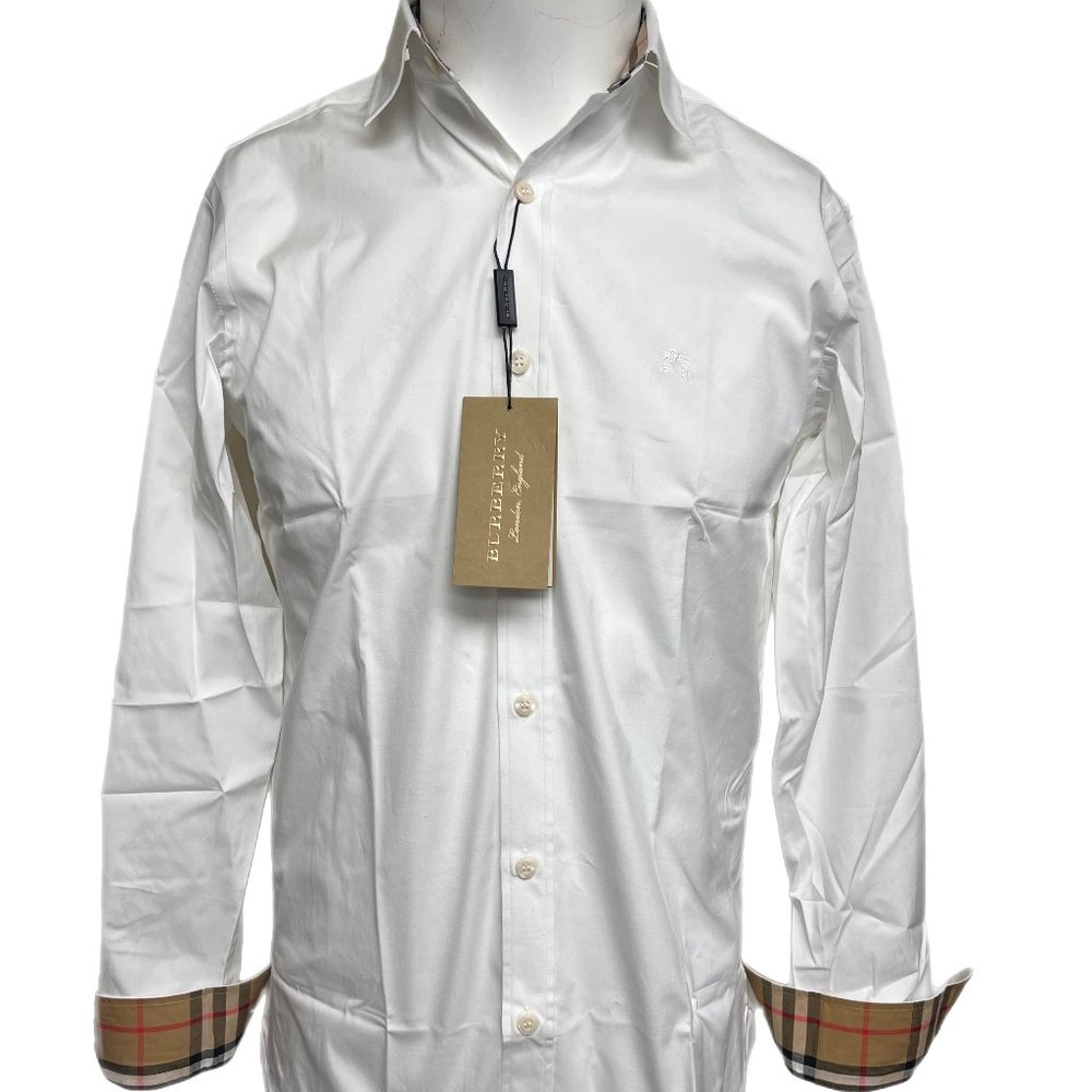 Burberry men's white William dress shirt button down long sleeve shirt